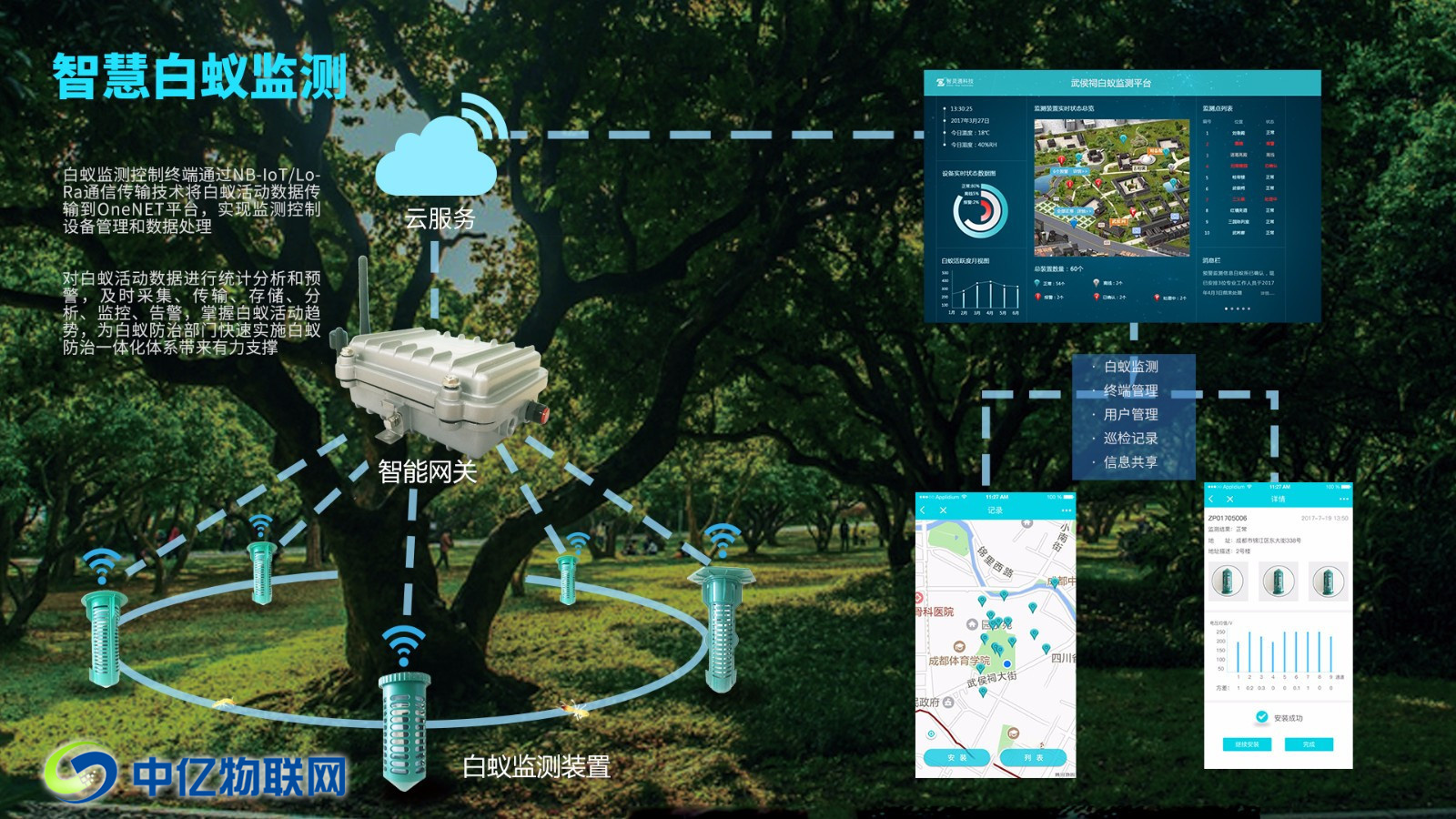 物联网白监检测解决方案,物联网应用,物联网白蚁防治,中亿物联网